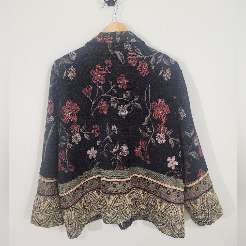Vtg 90s sag harborTapestry jacket blazer Women12p boho artsy floral hippie gypsy - Picture 14 of 15